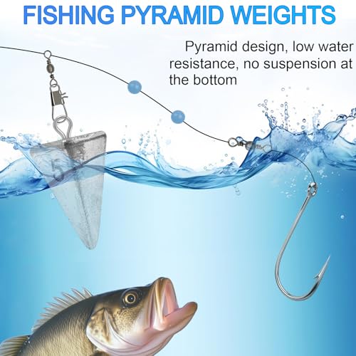 Pyramid Sinkers Fishing Weights - 1oz, 10pcs Durable Lead Sinkers