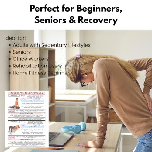 Sciatica Pain Relief Exercise Chart - Home Stretching Poster