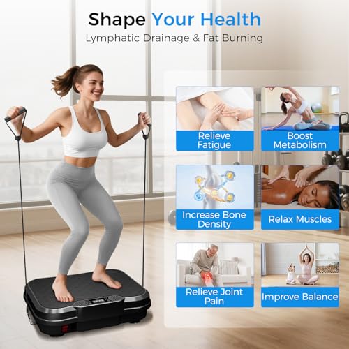 Vibration Plate Exercise Machine - 9 Programs, 250 Speeds - Black