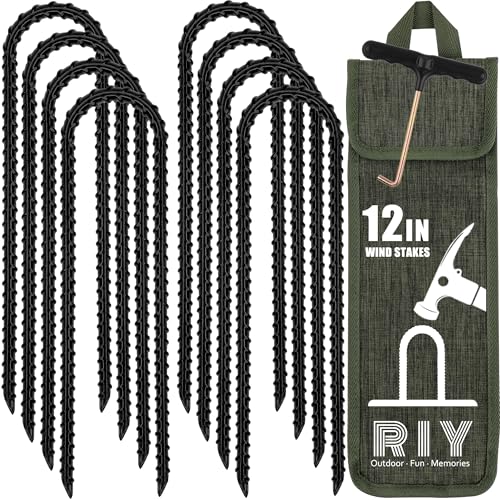 Heavy Duty Trampoline Anchor Stakes - 12 Inch U-Shaped, 8 Pack