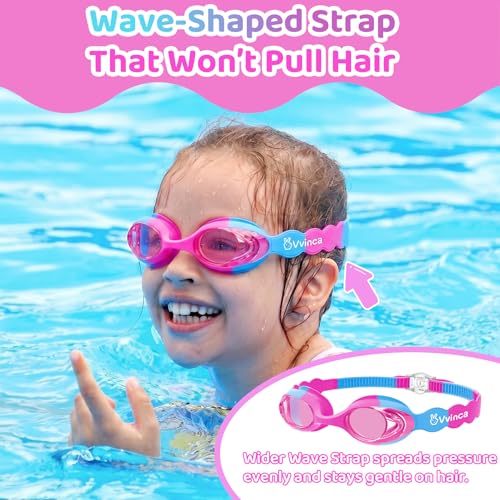 Kids Swimming Goggles Anti-Fog Leak-Proof for Ages 3-8 - Rose Blue