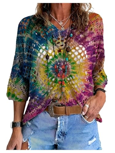 Verdusa Women's Boho Summer Beach Cover Up Lightweight Top Large Blue & Purple
