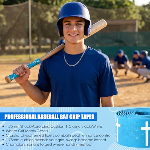 Cross Baseball Bat Grip Tape - Blue 1.75mm Precut Full Adhesive