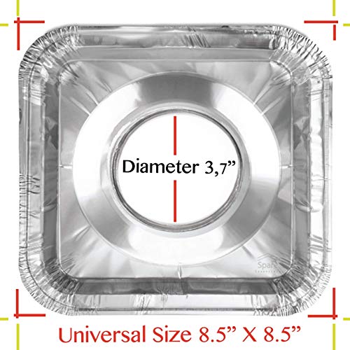 Disposable Gas Burner Liners 50 Pack, Aluminum Foil Square Stove