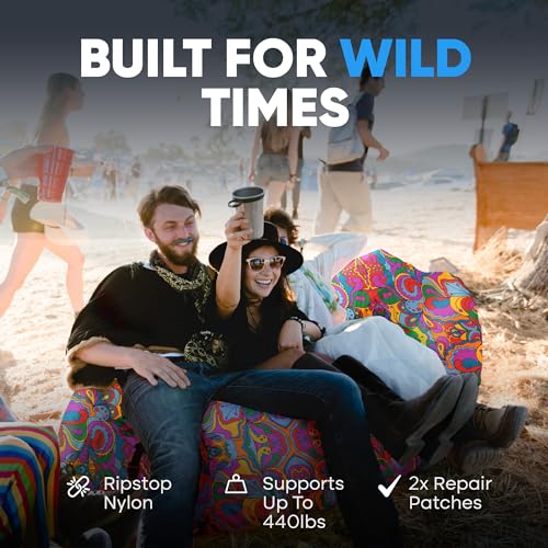 Chillbo 60s Psychedelic Inflatable Lounger for Camping & Outdoor Use