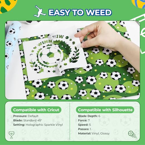 Soccer Ball Permanent Adhesive Vinyl Sheets, 10-Pack 12x10 in