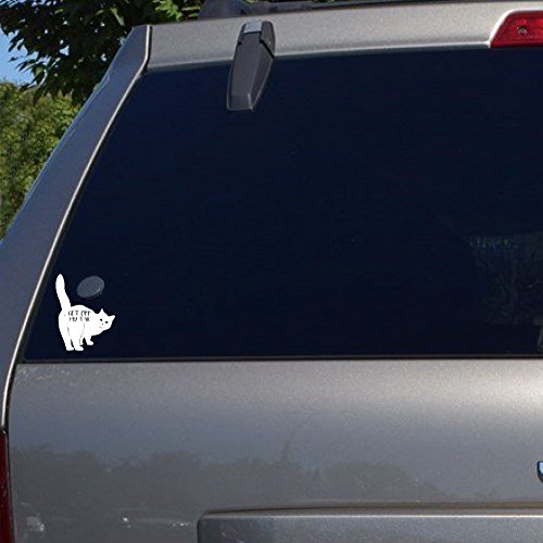 Get Off My Tail Cat Butt Vinyl Decal - 6 Inch White