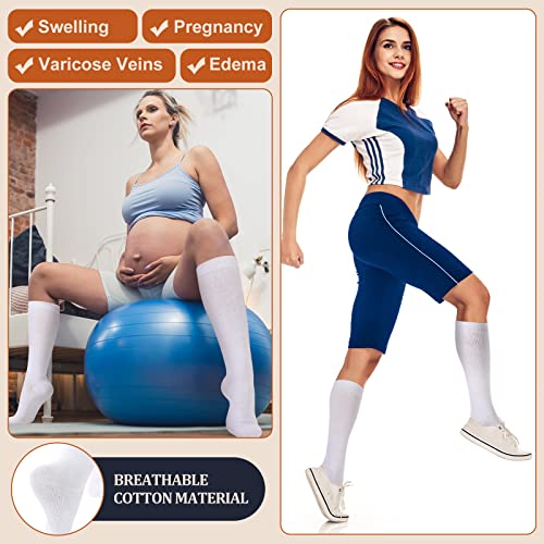 White Tisancy Compression Socks 20-30 mmHg for Men & Women, 4 Pairs