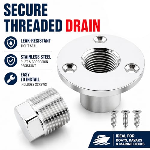 Stainless Steel Boat Garboard Drain Plug - 1" Transom Hole