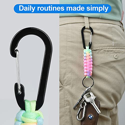 AWSMORE 2-Piece Paracord Keychain with Carabiner & Rainbow Lanyard Clip