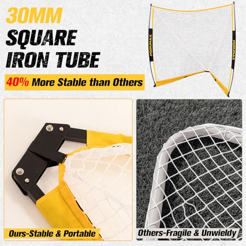 Foldable Lacrosse Goal 6x6x7 FT - Durable Steel Frame with Carry Bag