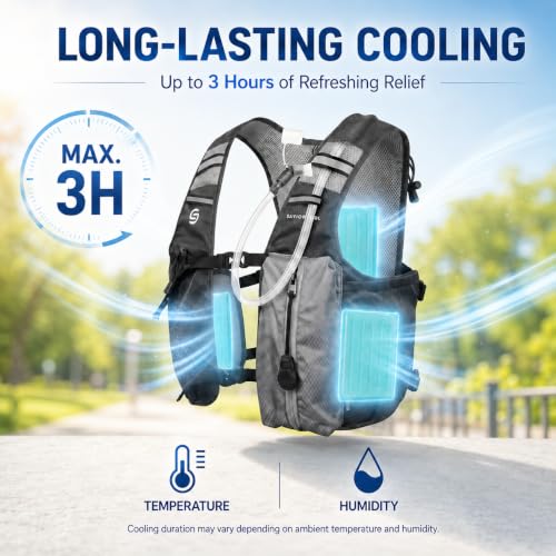 Savior Cool Cooling Hydration Vest with 2L BPA-Free Bladder, Charcoal Gray, 3 Removable Cooling Packs