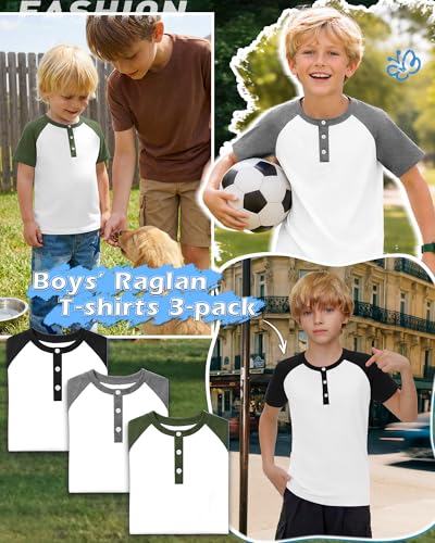 Boys' Raglan T-Shirts - 3 Pack (Ages 5-14)