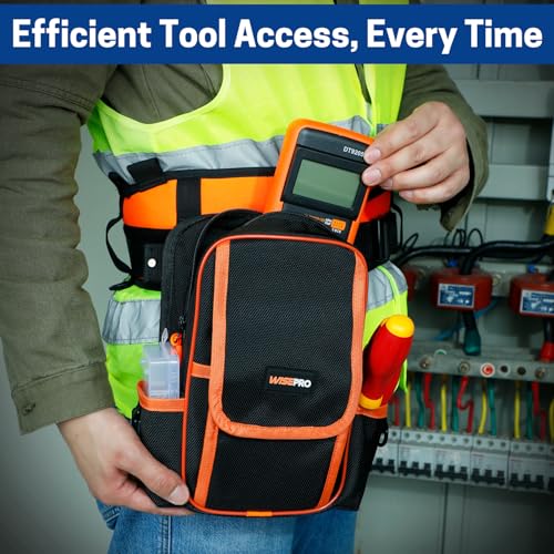 Zippered Electricians Tool Pouch, 1680D Technician Tool Bag with Handle, Zippered Electrician's Tool Pouch for Electrician, Carpenter, Mechanical