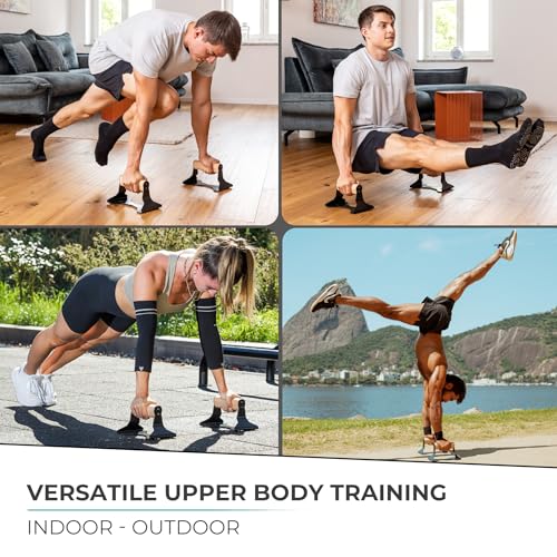 Ergonomic Wooden Push Up Bars - Heavy-Duty Non-Slip Parallettes