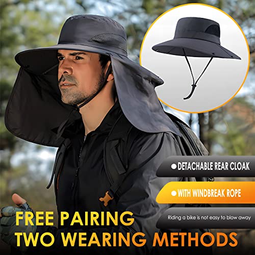UV Waterproof Fishing Hat - Wide Brim Bucket Hat - Light Grey