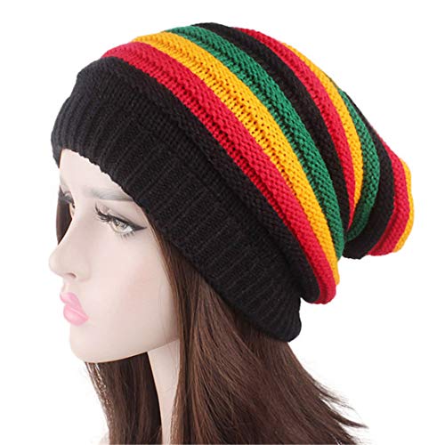 Jamaican Reggae Slouchy Beanie Cap - Multi-Colour One Size