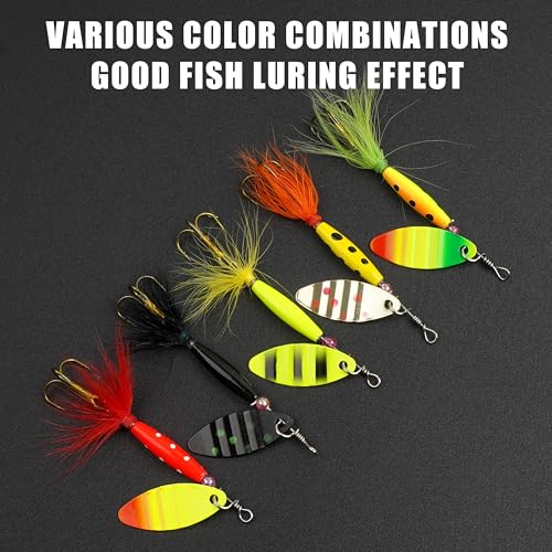 Spinner Bait Fishing Lures Set - 5pcs Rooster Tail 3in 0.27oz