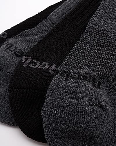 Reebok Mens Low Cut Socks 6 Pack Moisture-Wicking Cushioned Athletic Socks, Grey/Black 6-12.5