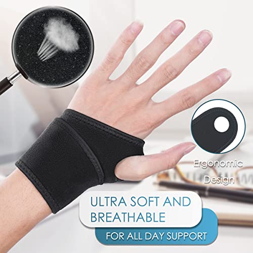 URAQT 2-Pack Wrap Wrist Brace for Carpal Tunnel Relief – Adjustable Left/Right Hand, Black