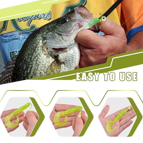 AGOOL 7.5g (1/4oz) Fishing Jig Heads 25pcs - Colored Round Ball with 3D Eyes for Bass Trout Walleye