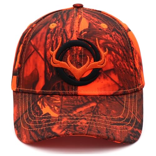 JUSOCC Deer Hunting Camouflage Hat - Medium Orange Camo, Adjustable Baseball Cap