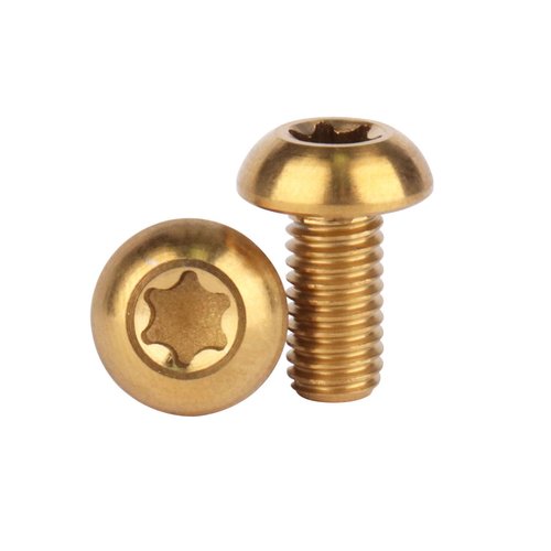 UHDFBDHF 6PCS Titanium Bike Screw M5x10mm Bicycle Disc Brakes Rotor Bolts Torx T25 Head (Gold)