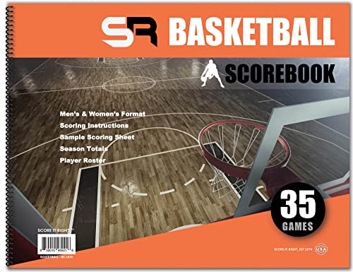 Basketball Scorebook with Hardcover, 16 Players, 9.25x12 inches, Team & Player Stats