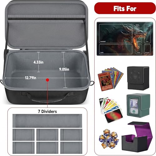 Casmilee Grey Deck Box Carrying Case for MTG/TCG Cards with Playmat Straps