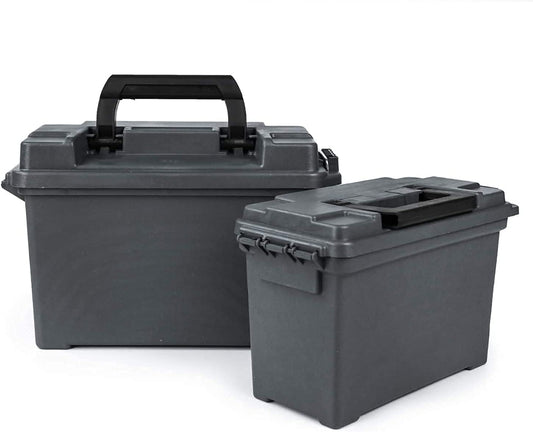 VicBre Ammo Storage Can,Plastic Ammo Storage Box,Combo 2 Pack,Grey