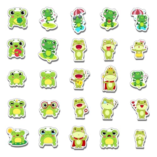 Pack 50 Pcs Cute Animal Frog Stickers for Water Bottles Waterproof Laptop Luggage Helmet Computer Phone Case Teens Adults Girls Boys Aesthetic Sticker Packs Small Vinyl Decals