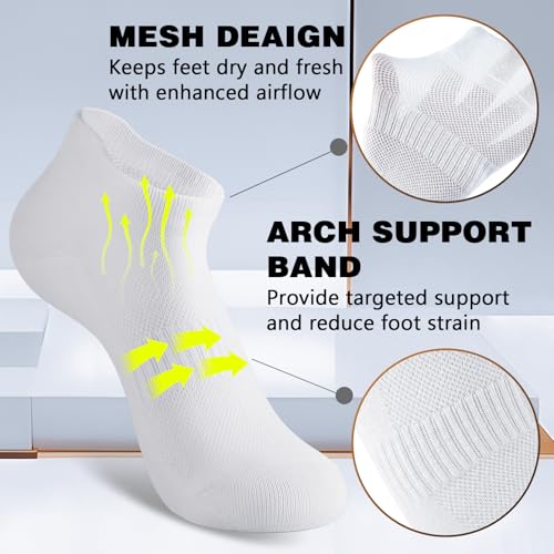 Low Cut Athletic Ankle Socks for Women - 6 Pairs, Black
