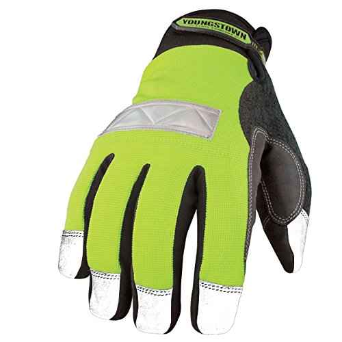 Youngstown Glove Hi-Visibility Waterproof Thinsulate Winter Work Gloves for Men- Windproof, Insulated, Synthetic - Green/Gray