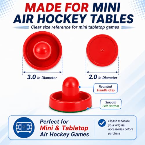 Mini Air Hockey Pucks and Paddles - Red Replacement Set