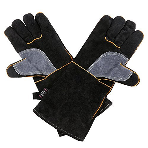 Extreme Heat/Fire Resistant Gloves Leather with Kevlar Stitching, Mitts Perfect for Welding/Oven/Grill/BBQ/Mig/Fireplace/Stove/Pot Holder/Tig Welder/Animal Handling