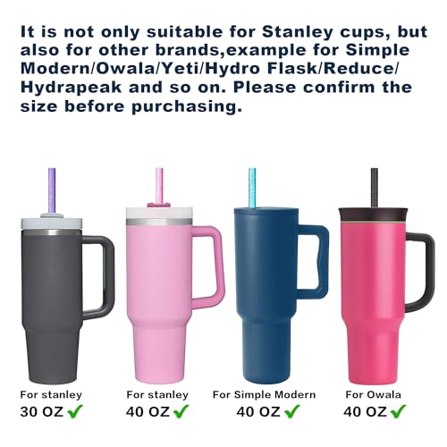 Reusable Straws for Stanley Cup - 10 Pack Long Color Straws (30oz/40oz/64oz)