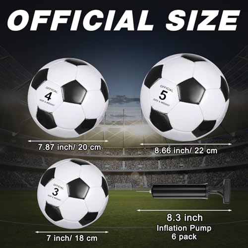 Glimin 6 Pack Colorful Size 5 Soccer Balls with Pumps - Deflated for Training & Gifts