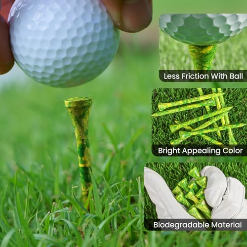 Colorful Golf Tees - 3 1/4 & 2 3/4 Inch Bamboo Set, 18/72/180 Pack
