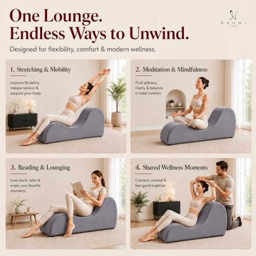 Ergonomic Yoga Chaise Lounge Chair - Gray | 330 lb Capacity