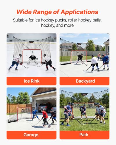 Hockey Goal with Backstop Net Set - 12x7FT Portable Training