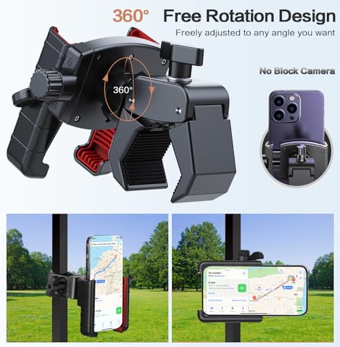 Efocakiox Golf Cart Phone Holder Mount with 360° Rotation and Quick Lock Release