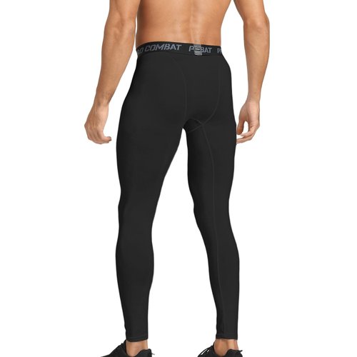 HYCOPROT 4 Pack Men's Compression Pants Tights Athletic Leggings Cool Dry Workout Baselayer Bottoms for Running Yoga Gym Black