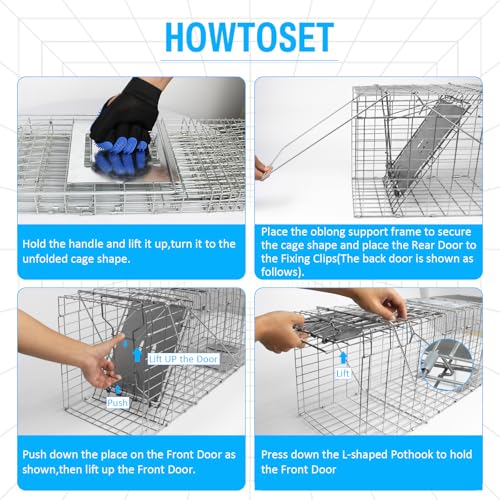 32" Heavy Duty Live Animal Cage Trap - Humane Raccoon & Cat Trap