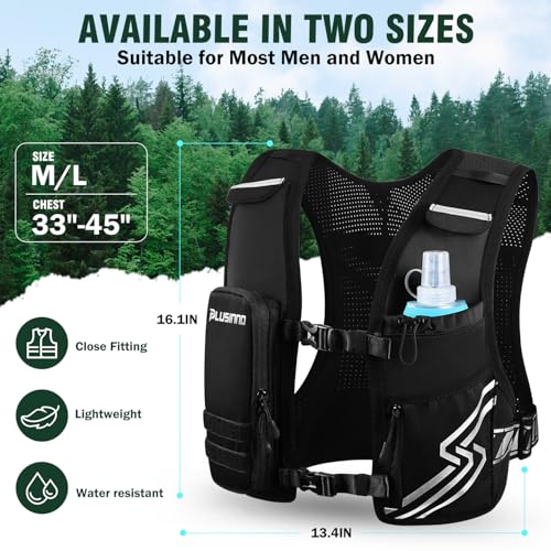 PLUSINNO Medium-Large Running Vest for Men & Women with 500ml Water Bottle