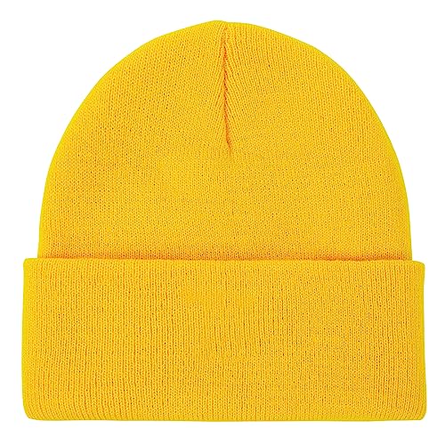 Warm Unisex Beanie Hat - Soft Knit Skull Cap - Yellow