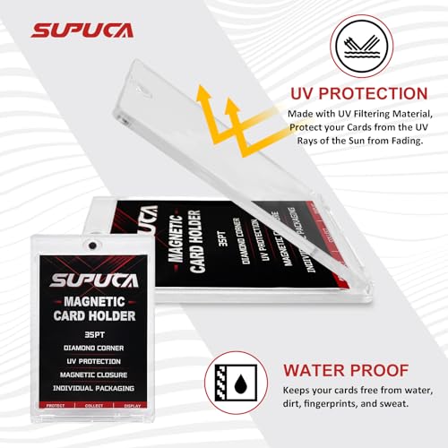 100 Pack Magnetic Card Holders - 35PT UV-Resistant Protectors