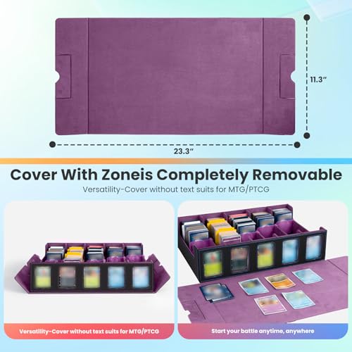 Gvirtcoz Trading Card Storage Box 4000+ Cards with 48 Dividers, Removable Lid, Handle – Black & Purple