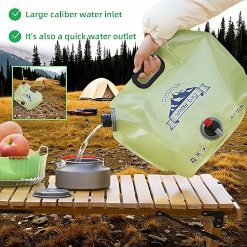 8L Collapsible Water Jug - BPA-Free, Leakproof with Faucet - Light Green