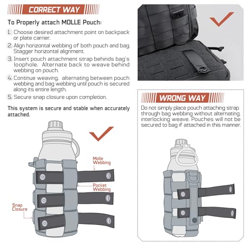 Molle Straps 4" for Tactical Pouch - 4Pcs, Black