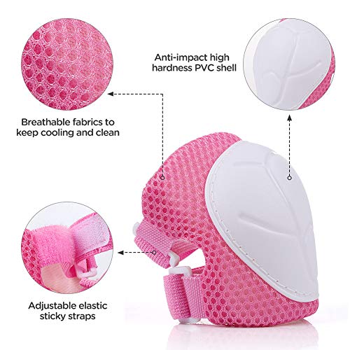 Kids Bike Helmet Set with Knee Pads & Wrist Guards - Pink